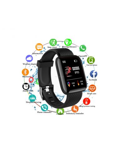 Montre connectée noire en silicone
